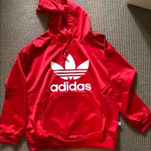 Adidas red shiny sweatshirt hoodie
